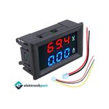 Elektronikport-Dijital Voltmetre Ampermetre Dc 100V 10A 0.56 İnch (Mavi + Kırm