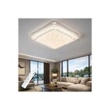 Elektroyou Havana Cristalya Serisi 50'Lik 2 Katlı Kare Uzaktan Kumandalı Dimmerli 3 Renk Ledli Plafonyer Ledli Avize Çap 50 cm