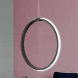 Elektroyou Rings Siyah Tekli Sarkıt LED Günışığı Ultra Ledli Salon Mutfak Oda Hol Ledli Avize