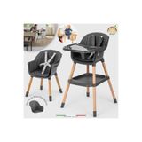 elele we made for moms Verona 2 4in1 Ahşap Bebek Mama Sandalyesi ve Mama Oturağı Deri Pedli Antrasit