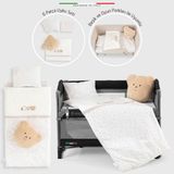 Elelelife Baby Bear 6 Parça Oyun Parkı Park Yatak Bebek Uyku Seti Bej %100 Pamuklu Kumaş