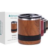 Elemental Recess Lowball Bardağı, 10 oz Kırılmaz Tritan Kapaklı Üçlü Duvar Paslanmaz Çelik Kupa, Yalıtımlı Viski Bardağı, Sıcak ve Soğuk İçecekler için Yalıtımlı Kahve Bardağı Kupası - Tik Ağacı