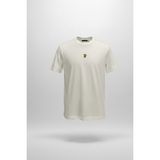 Elemge %100 Pamuk Compact Penye Süprem Ekru Avakado Nakışlı Trend Fit Erkek Tok Kumaş T-Shirt Rahat Kesim