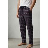 Elemge %100 Pamuk Desenli Erkek Pijama Altı Interlok Kumaş Rahat Kalıp Cepli Ipli Lacivert Yılbaşı Temalı - Lacivert - Beyaz - Kırmızı - 2XL