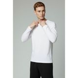 elemge %100 Pamuk Erkek Süprem Uzun Kollu Basic T-Shirt Compact Penye Beyaz Sporcu Tişört Body