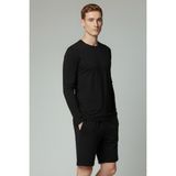 elemge %100 Pamuk Erkek Süprem Uzun Kollu Basic T-Shirt Compact Penye Siyah Sporcu Tişört Body