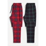 elemge 2’li Takım Erkek Kareli Pijama Altı Cepli Rahat Kalıp Lastikli Ipli Yumuşak Relax Fit Yeşil-Kırmızı Alt Ekoseli - 2XL - Yeşil - Kırmızı