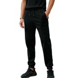 Elemge 3 Iplik Pamuklu Erkek Jogger Eşofman Altı Relax Fit Ipli Cepli Regular Rahat Kalıp Yumuşak Tuşe Lastikli Dar Paça (Siyah, 2XL)