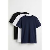Elemge 3'lü Pamuk Elastan Erkek Vücuda Oturan Magic Fit T-Shirt Kısa Kol Esnek Likralı Tişört Nefes Alan - Siyah - Lacivert - Beyaz