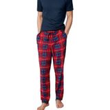 Elemge Erkek Ekoseli Pijama Altı Kışlık Rahat Kesim Flanel Kumaş Esnek Regular Fit Beli Lastikli İpli Cepli Kareli Sıcak Tutan Tek Alt İnce Eşofman (Kırmızı-Lacivert, M)