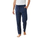 Elemge Esnek Kumaş Rahat Kesim Likralı Regular Fit Erkek Pijama Altı Beli Lastikli İpli Cepli Ekoseli Uyku Pantolonu İnce Eşofman (Lacivert-Bordo, XL)