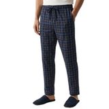 Elemge Esnek Kumaş Rahat Kesim Likralı Regular Fit Erkek Pijama Altı Beli Lastikli İpli Cepli Ekoseli Uyku Pantolonu İnce Eşofman (Lacivert-Bordo, XL)