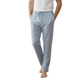 Elemge Esnek Kumaş Rahat Kesim Likralı Regular Fit Erkek Pijama Altı Beli Lastikli İpli Cepli Ekoseli Uyku Pantolonu İnce Eşofman Yılbaşı Yeni Yıl Temalı (Mavi-Beyaz, L)