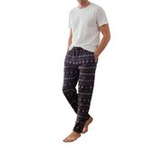Elemge Esnek Kumaş Rahat Kesim Regular Fit Erkek Pijama Altı Beli Lastikli İpli Cepli Ekoseli Uyku Pantolonu İnce Eşofman (Lacivert Ekose, L)