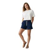 Elemge Kadın Pamuklu Basic Şort Cepli Beli Ipli Bağcıklı Regular Fit Normal Bel Rahat Kesim 2 Iplik Ev Şortu Rahat Kesim (Lacivert, XL)