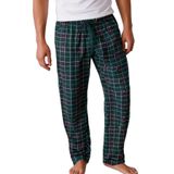 Elemge Kareli Pijama Altı Esnek Kumaş Rahat Kesim Esnek Regular Fit Beli Lastikli İpli Cepli Erkek Ekoseli İnce Eşofman Tek Alt (Yeşil-Kırmızı, 2XL)