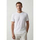 Elemge Pamuk Elastan Erkek Vücuda Oturan Magic Fit Beyaz T-Shirt Kısa Kol Esnek Likralı Tişört Nefes Alan - XL