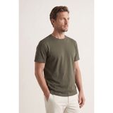Elemge Pamuk Elastan Erkek Vücuda Oturan Magic Fit Siyah T-Shirt Kısa Kol Esnek Likralı Tişört Nefes Alan - Haki - 2XL