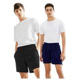 Elemge Pamuklu Erkek Şort Pijama Altı Cepli Rahat Kalıp Relax Fit Lastikli Terletmez Esnek Siyah Likralı Ev Şortu (Siyah-Lacivert, M)