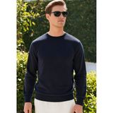 Elemge Pamuklu Erkek Sweatshirt Lacivert Soft Touch Relax Fit Basic Bisiklet Yaka 3 Iplik Nefes Alan