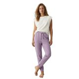 Elemge%100 Pamuk Premium Kumaş Kadın Pijama Altı Cepli Relax Fit Rahat Lastikli Ipli Terletmez Esnek Manşet Paça (Lila, L)