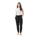 Elemge%100 Pamuk Premium Kumaş Kadın Pijama Altı Cepli Relax Fit Rahat Lastikli Ipli Terletmez Esnek (Siyah, M)