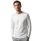 Elemge%100 Pamuk Süprem Uzun Kollu Pijama Üst Erkek T-Shirt Compact Penye Rahat Kalıp Tok Kumaş Siyah (Beyaz, 2XL)