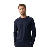 Elemge%100 Pamuk Süprem Uzun Kollu Pijama Üst Erkek T-Shirt Compact Penye Rahat Kalıp Tok Kumaş Siyah (Lacivert, 2XL)