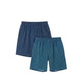 Elemge%95 Pamuk%5 Elastan Erkek Şort Pijama Altı İnce Penye Süprem Cepli Rahat Kalıp Relax Fit Lastikli Terletmez Esnek Likralı Ev Şortu (Lacivert-Mavi, XL)