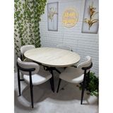 Elen Home Elips Yuvarlak Açılır Masa Sandalye Takımı Mdf 100X100 - Traverten - Kapuçino