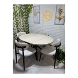 ELEN HOME Elips Yuvarlak Açılır Masa Sandalye Takımı Mdf 100x100