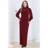 Eleni Tesettür Abiye Bordo