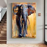 Elephant Yağlı Boya Dokulu Tablo 60X90 Gold Çerçeveli