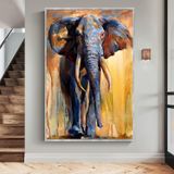 Elephant Yağlı Boya Dokulu Tablo 60X90 Gümüş Çerçeveli
