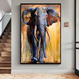 Elephant Yağlı Boya Dokulu Tablo 60X90 Siyah Çerçeveli