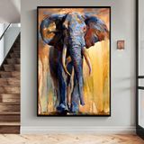 Elephant Yağlı Boya Dokulu Tablo 75X100 Siyah Çerçeveli