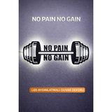 Elert Design Studio No Pain No Gain Ahşap LED Işıklı Tablo – El Yapımı Lazer Kesim Dekoratif Hediye Lamba - 46 x 20 - Siyah
