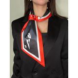 Elevaglam Kravat Eşarp Atatürk Fotoğraflı Ve İmzalı Gri Renk Desenli