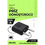 Elevats Premium Amerikan Priz Dönüştürücü Adaptör | A Tipi Fiş Çevirici | Türkiye Priz Adaptörü | Siyah | EL1005