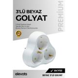 Elevats Premium Beyaz 3’lü Papatya Golyat Priz | Çoklu Priz | 3'lü Priz | Priz Çoğaltıcı | 3'Lü Golyat