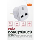 Elevats Premium Ingiliz Priz (FİŞ) Çevirici Dönüştürücü Türk Prizi Ingiliz Prizine Çeviren Priz Dönüştürücü