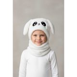 eleven market Kız Çocuk Kulaklı Bere Boyunluk Animal Sevimli Tavşan Desenli Polar Kışlık Şapka & Atkı, 3-9 Yaş