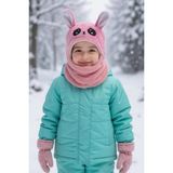 Eleven Markets Kız Çocuk Kulaklı Bere Boyunluk Takım – Sevimli Tavşan Desenli Polar Kışlık Şapka & Atkı, 3-9 Yaş - 3 - 9 Yaş - Fuşya