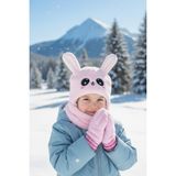 Eleven Markets Kız Çocuk Kulaklı Bere Boyunluk Takım – Sevimli Tavşan Desenli Polar Kışlık Şapka & Atkı, 3-9 Yaş - 3 - 9 Yaş - Pembe