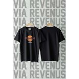 Eleven's Rock Waffle Hawkins Baskılı Bisiklet Yaka Geniş Kalıp Unisex Tshirt - Siyah - XL