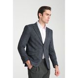 Eleventy Erkek Lacivert Likralı Pamuk Karışımlı Ekose Desenli Slim Fit Spor Blazer Ceket - 52