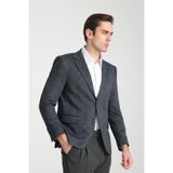 Eleventy Erkek Lacivert Likralı Pamuk Karışımlı Ekose Desenli Slim Fit Spor Blazer Ceket Lacivert 52