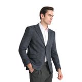Eleventy Erkek Lacivert Likralı Pamuk Karışımlı Ekose Desenli Slim Fit Spor Blazer Ceket Lacivert 56