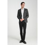 Eleventy Erkek Siyah Likralı Pamuk Karışımlı Ekose Desenli Slim Fit Spor Blazer Ceket - 56