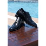Elevold El Yapımı Hakiki Deri Brogue Model 7 Cm Boy Uzatan Gizli Topuk Erkek Ayakkabı Damatlık Kundura
